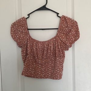 Pink floral crop top